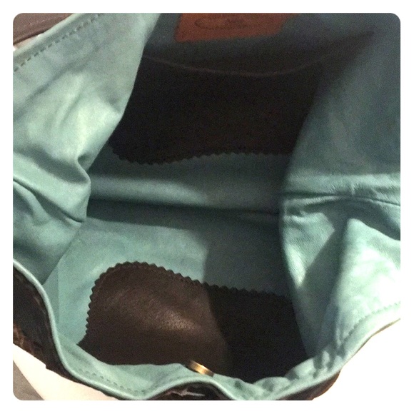 Leather & real turquoise stone boho satchel - Picture 4 of 8